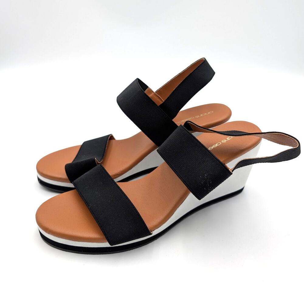 André Assous Nikola Slingback Platform Wedge Sandals Women's Black Sz US11M EU41